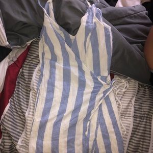 Blue and white striped Forever 21 boho romper